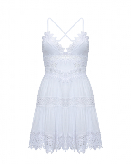 Мини-платье с кружевными вставками, белое Charo Ruiz | Фото 1