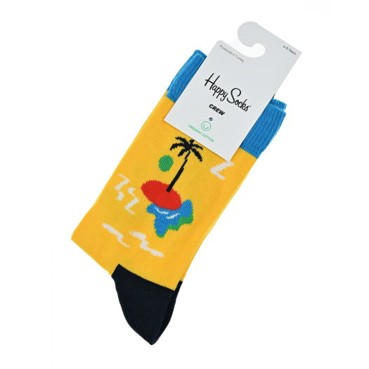 Желтые носки с принтом &quot;пальма&quot; Happy Socks | Фото 1