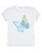 Белая футболка с принтом &quot;бабочка&quot; IL Gufo | Фото 1