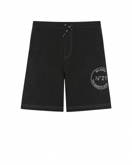 Черные шорты для купания с круглым логотипом No. 21 Черный, арт. N21325 N0130 0N900 | Фото 1