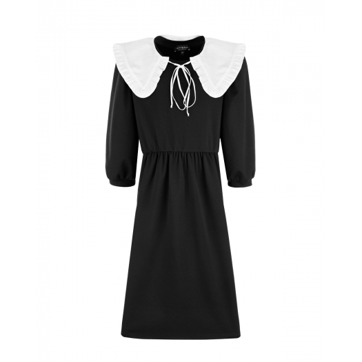 Черное платье с белым воротником Attesa | Фото 1