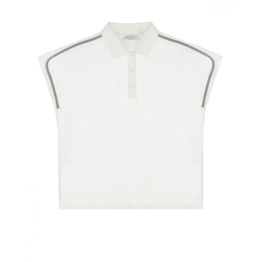 Белая футболка-поло с короткими рукавами Brunello Cucinelli | Фото 1