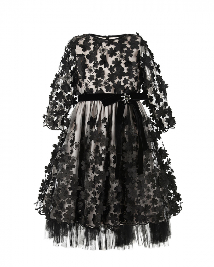 Нарядное двухслойное платье с бархатным поясом Aletta | Фото 1