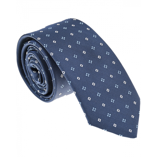 Синий галстук с геометрическим узором Dal Lago | Фото 1