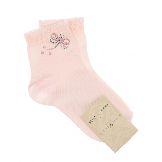 Светло-розовые носки со стрекозой из страз Story Loris | Фото 1