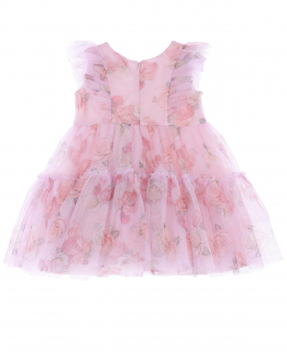 Розовое платье с цветочным принтом Monnalisa Розовый, арт. 310902 0651 9194 | Фото 2