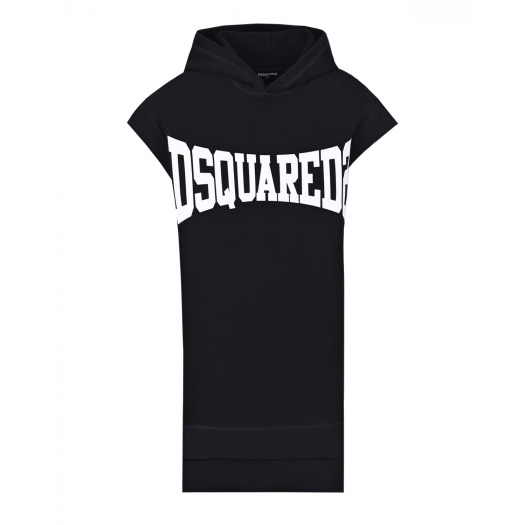 Черное платье-худи с коротким рукавом Dsquared2 | Фото 1