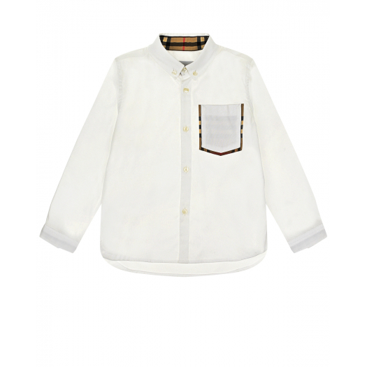 Белая рубашка с отделкой в клетку Vintage Check Burberry | Фото 1