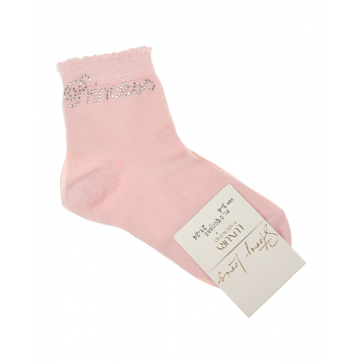 Носки розового цвета со стразами &quot;Princess&quot; Story Loris | Фото 1