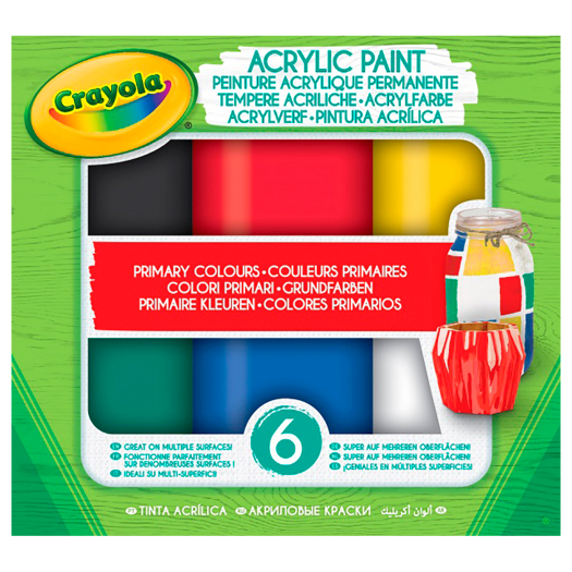 Акриловые краски 6 шт, классические цвета Crayola | Фото 1