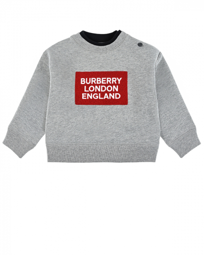 Серый свитшот с красной нашивкой-логотипом Burberry | Фото 1