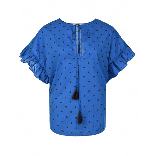 Синяя блуза в черный горошек Parosh | Фото 1