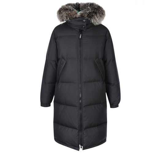 Черное пальто в комплекте с курткой Yves Salomon | Фото 1