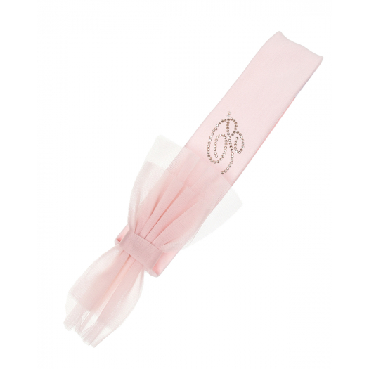 Розовая повязка с лого из стразов Miss Blumarine | Фото 1