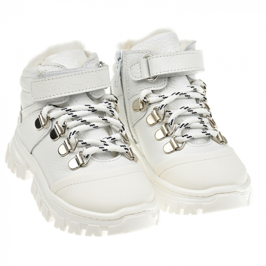 Белые высокие кроссовки с мехом Florens | Фото 1