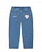 Синие джинсы с поясом на резинке Monnalisa | Фото 2