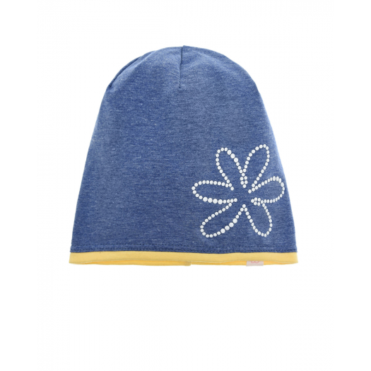 Голубая шапка с цветком из стразов MaxiMo | Фото 1