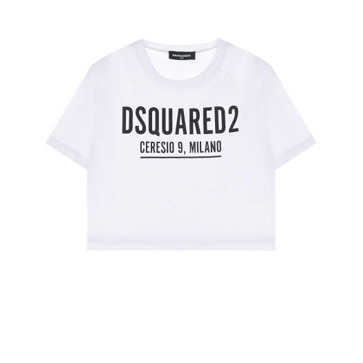 Белая футболка с черным лого Dsquared2 | Фото 1