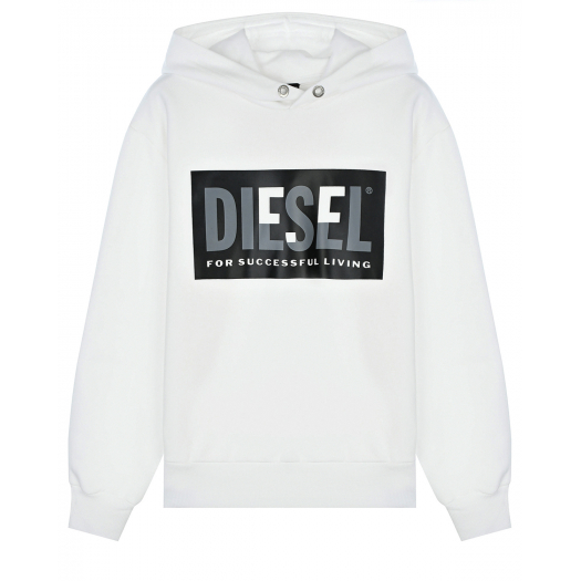Белая толстовка-худи с логотипом Diesel | Фото 1