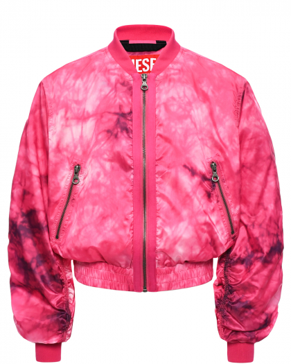 Куртка-бомбер с принтом tie dye, розовая Diesel | Фото 1