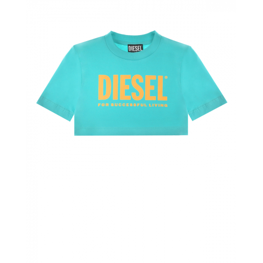 Укороченная бирюзовая футболка Diesel | Фото 1
