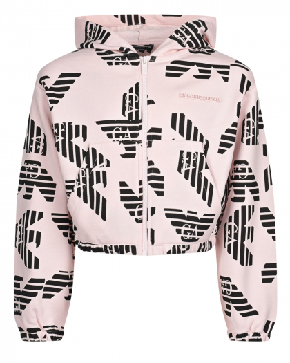 Спортивная куртка со сплошным лого, розовая Emporio Armani | Фото 1