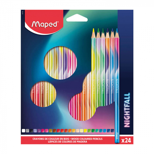 Цветные карандаши Nightfall декорированные, 24 цвета Maped | Фото 1