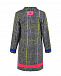 Серое пальто с контрастной отделкой в полоску MSGM | Фото 2