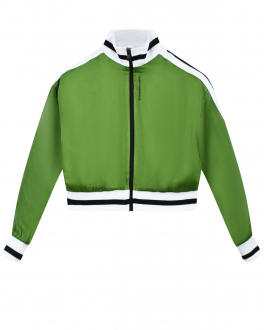 Зеленая спортивная куртка с отделкой в полоску Karl Lagerfeld kids Зеленый, арт. Z15375 625 | Фото 1