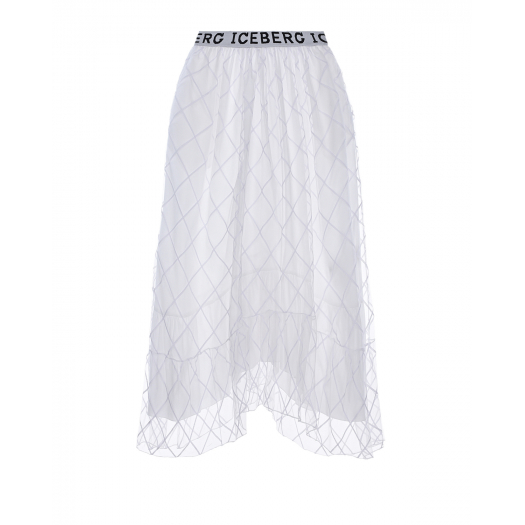 Белая юбка с асимметричным подолом Iceberg | Фото 1