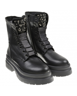 Высокие черные ботинки с заклепками на язычке Morelli Черный, арт. M4A5-51893-1251999- 999 | Фото 1