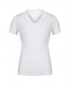 Льняная футболка с v-образным вырезом, белая