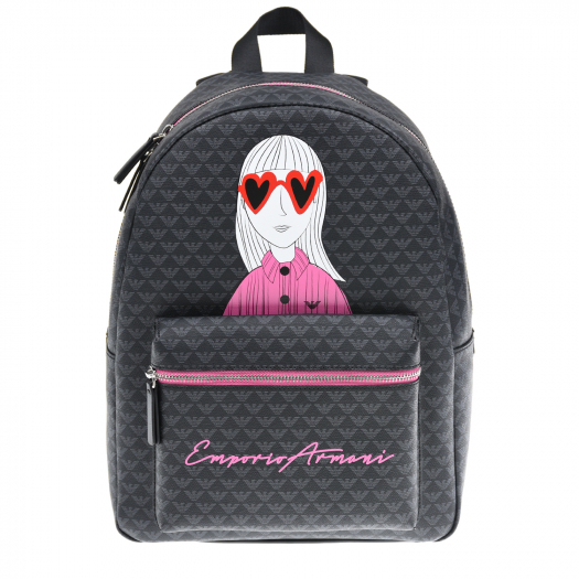 Рюкзак с монограммой и розовой отделкой, 27х13х33 см Emporio Armani | Фото 1