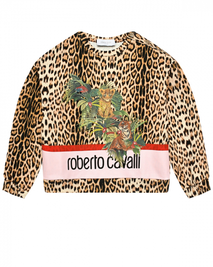 Леопардовый свитшот с лого Roberto Cavalli | Фото 1