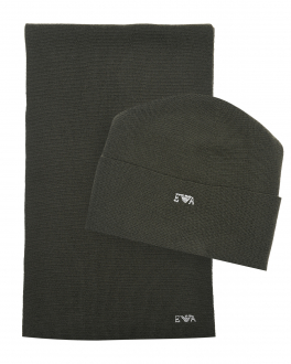 Комплект: шапка и шарф,хаки Emporio Armani Хаки, арт. 407521 2F488 00084 | Фото 1