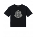 Черная футболка с белым логотипом Moncler | Фото 1