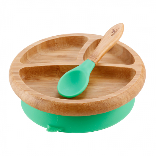 Набор 2 предмета (бамбуковая тарелка Baby, ложка), зеленый  | Фото 1