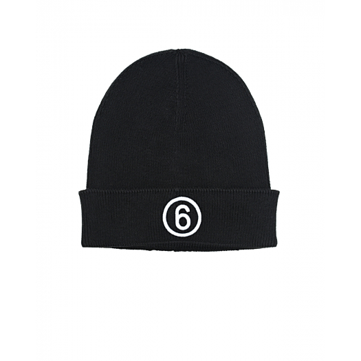 Черная шапка с белым лого MM6 Maison Margiela | Фото 1
