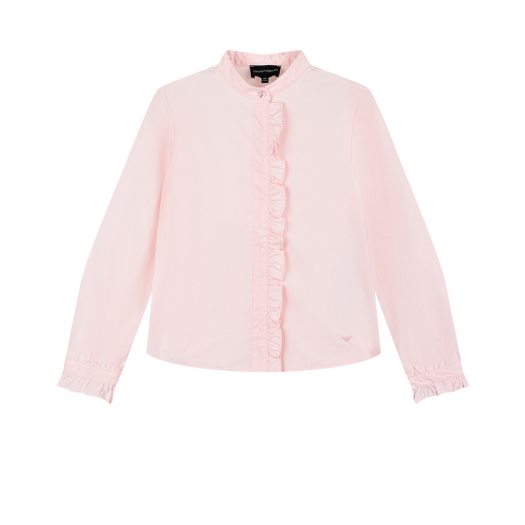 Розовая рубашка из поплина с оборкой Emporio Armani | Фото 1
