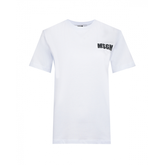 Белая футболка с контрастным лого MSGM | Фото 1