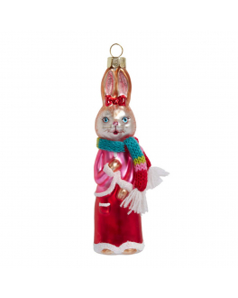 Подвеска Кролик золотистый в красном платье (стекло) 4,5х4х12 см Holiday Classics , арт. GLT812 | Фото 1