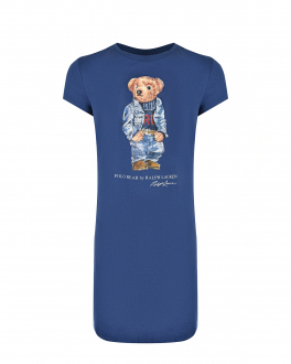 Платье-футболка с медвежонком &quot;Polo Bear&quot; Ralph Lauren Синий, арт. 313856395001 LIGHT NAVY | Фото 1
