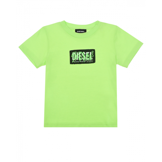 Салатовая футболка с логотипом &quot;Diesel Braves&quot;  | Фото 1