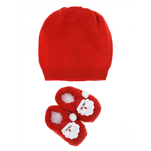 Подарочный набор: шапка и пинетки с аппликацией &quot;Дед Мороз&quot; Story Loris | Фото 1