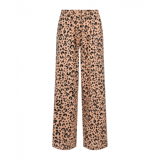 Бежевые брюки с леопардовым принтом Dan Maralex | Фото 1