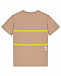 Бежевая футболка с желтыми полосками GCDS | Фото 2