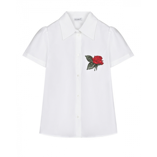 Белая рубашка с вышивкой &quot;роза&quot; Dolce&Gabbana | Фото 1