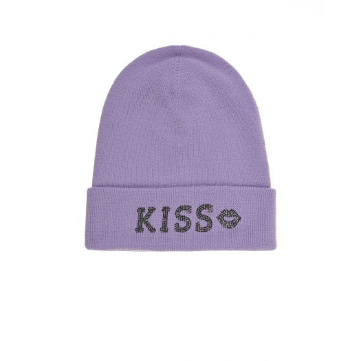 Лиловая шапка с надписью &quot;Kiss&quot; Regina | Фото 1