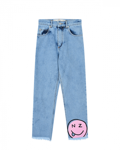 Голубые джинсы со смайликом Natasha Zinko | Фото 1