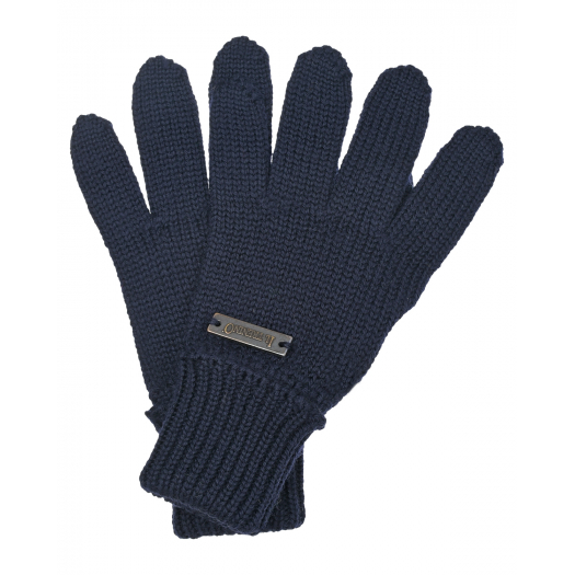Темно-синие однотонные перчатки Il Trenino | Фото 1